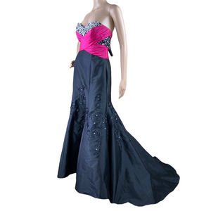 Mori Lee Pink and Black Maxi Dress
